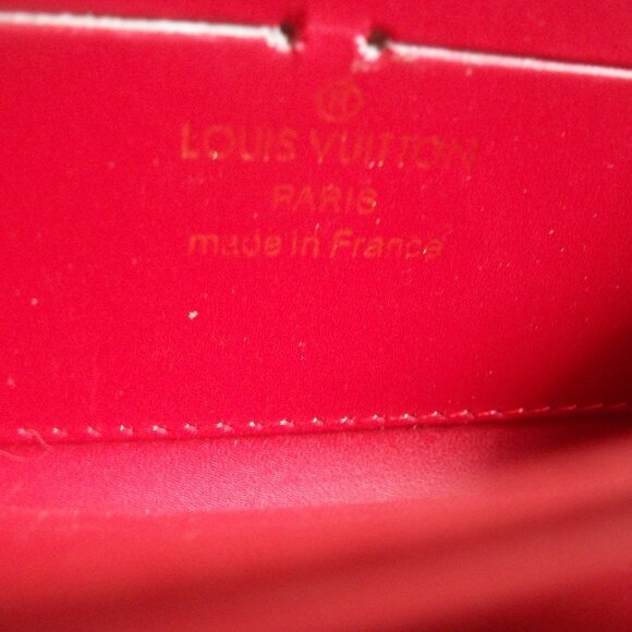 Monogrammed Red Vinyl Zip-Around CLutchWallet in Style of B=Vernis Wallet NOT LV - Picture 11 of 12